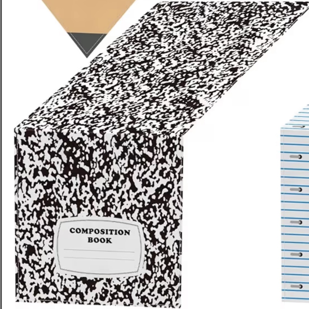 Black and White Composition Book Table Runner